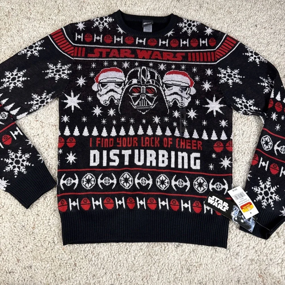 New Star Wars Darth Vader I Find Your Lack Cheer Disturbing Sweater Mens Small